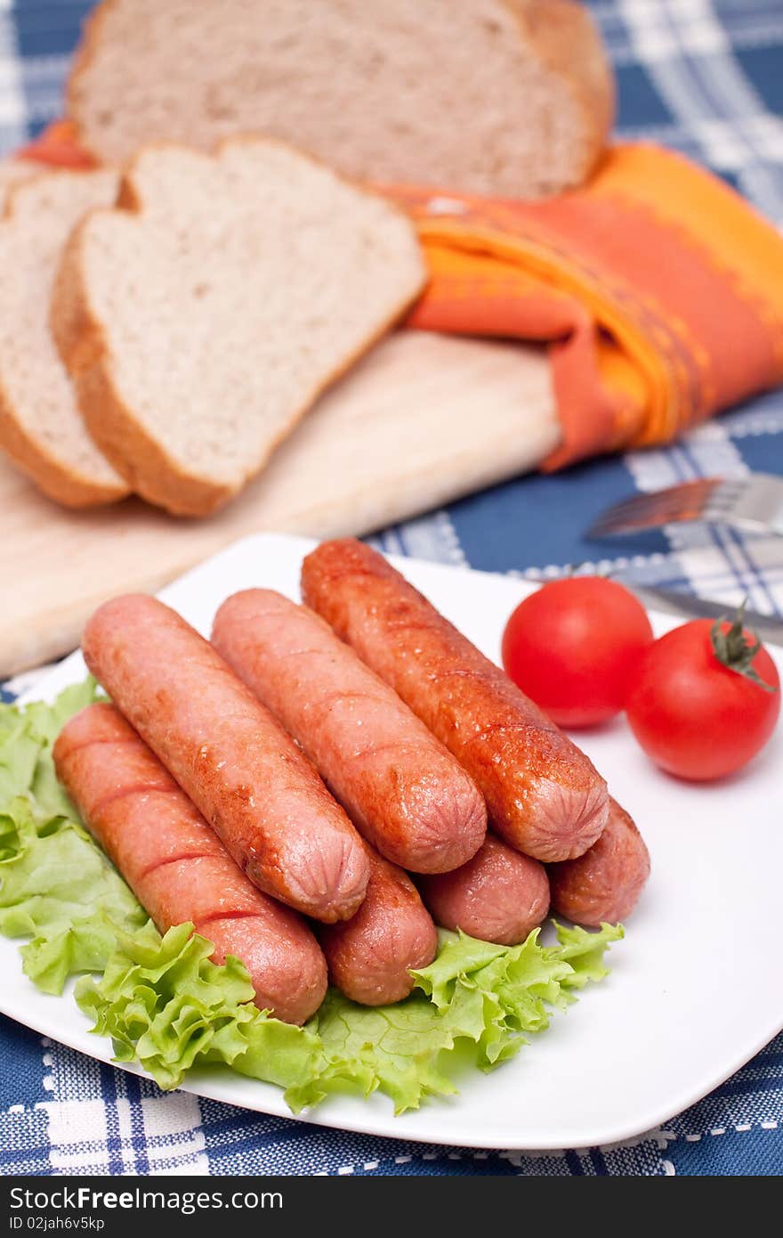 A Plate with hot sausages