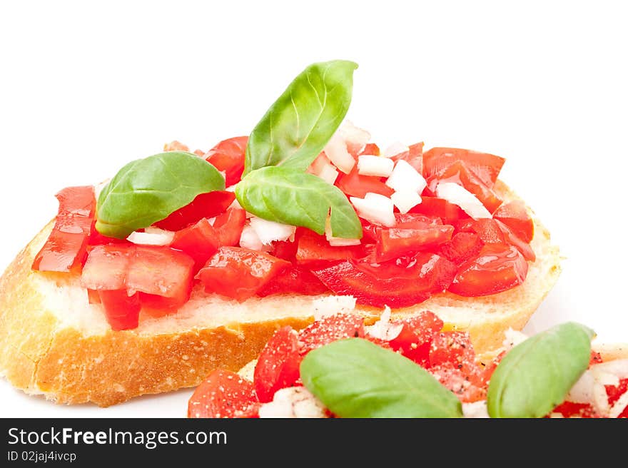 Bruschetta with tomato and fresh basil