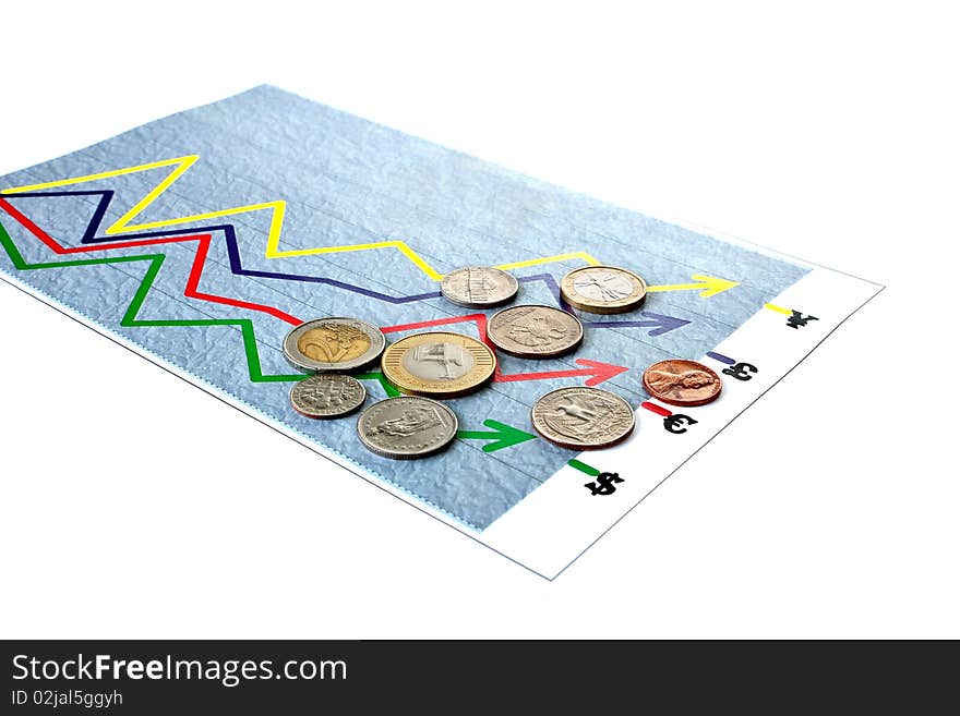 Arbitrary chart (diagram) exchange rate on white