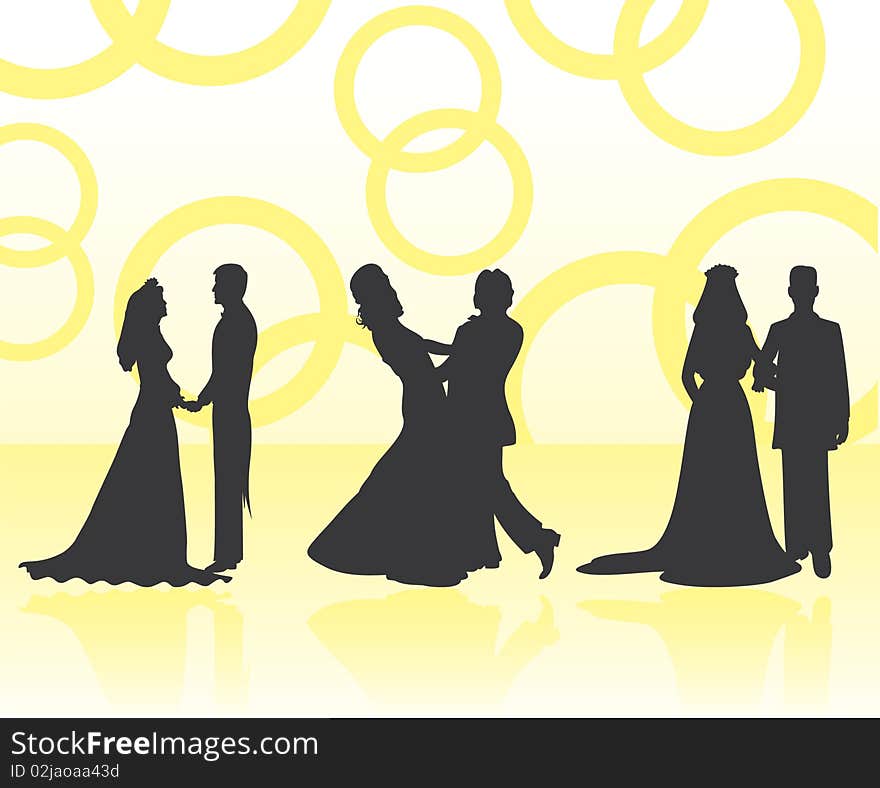 Silhouettes of wedding pairs. A illustration. Silhouettes of wedding pairs. A illustration