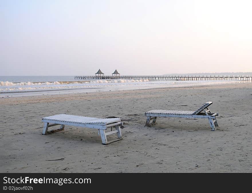 Peaceful beach of Hainan, China.