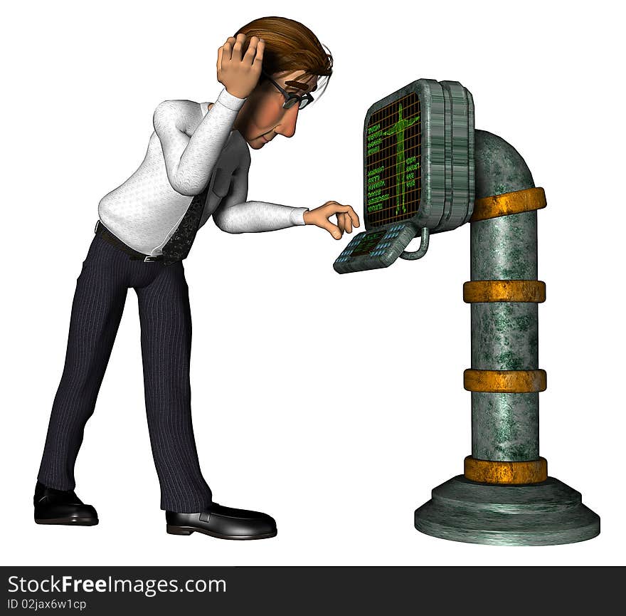 3d Business Man Science Cartoon