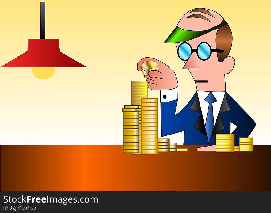 Illustration vector of man that counts coins