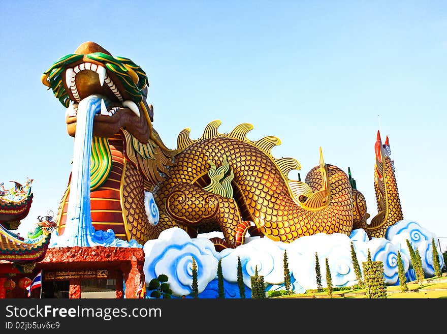 A temple dragon of Thailand. This is in the Chinese style. A temple dragon of Thailand. This is in the Chinese style