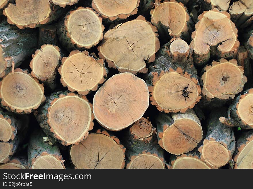 Fire wood. Brown woodstack background