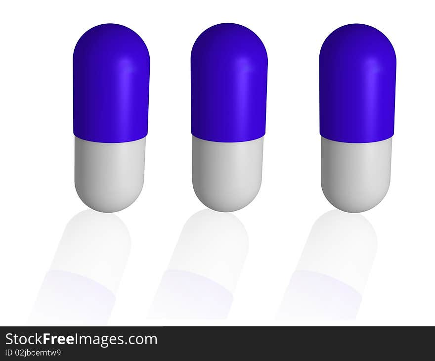 Capsules 3d blue