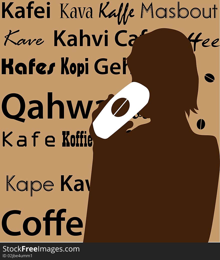 Woman drink Coffee silhouette poster sticker