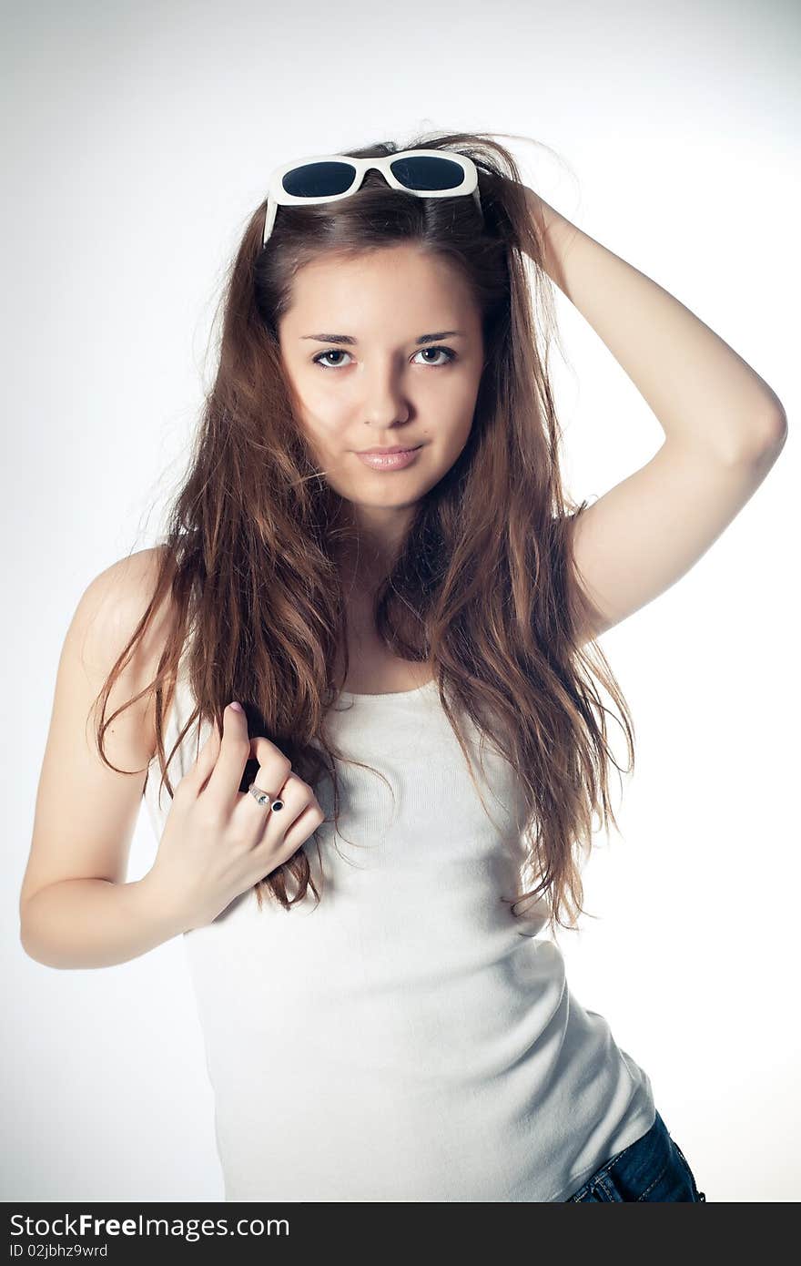 Beautiful girl in studio photography