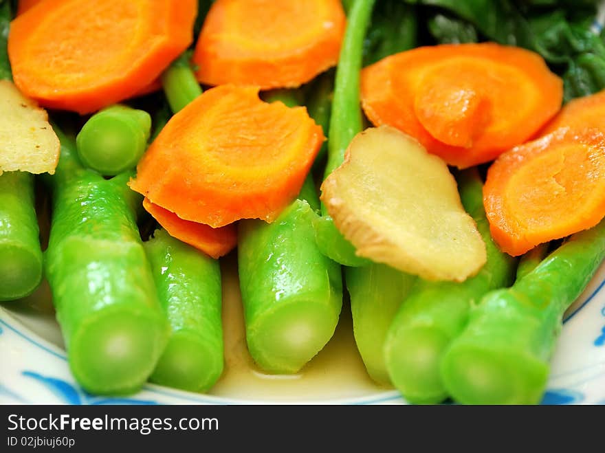 Closeup Of Chinese Kai Lan Vegetables Stem