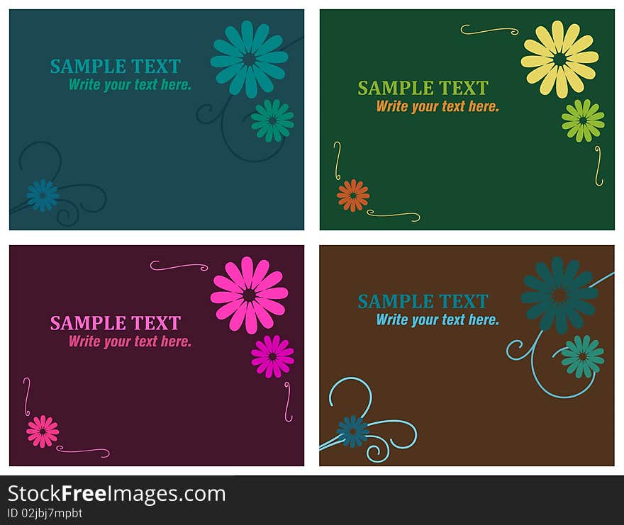 3x4 cards in varying color schemes. Each card has three flowers and decorative scrollwork. Space is available for text: friendly card, business advertisement, party invitation...any artistic venture!
Vector image can be scaled to any size. 3x4 cards in varying color schemes. Each card has three flowers and decorative scrollwork. Space is available for text: friendly card, business advertisement, party invitation...any artistic venture!
Vector image can be scaled to any size.