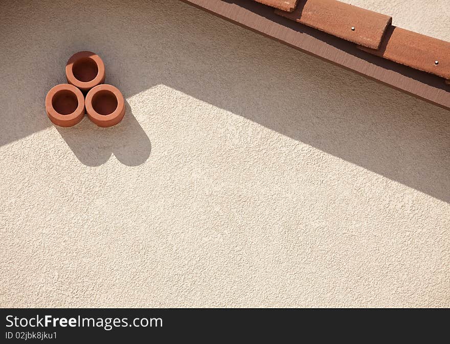 Abstract of New Stucco Wall and Roof from House. Abstract of New Stucco Wall and Roof from House.