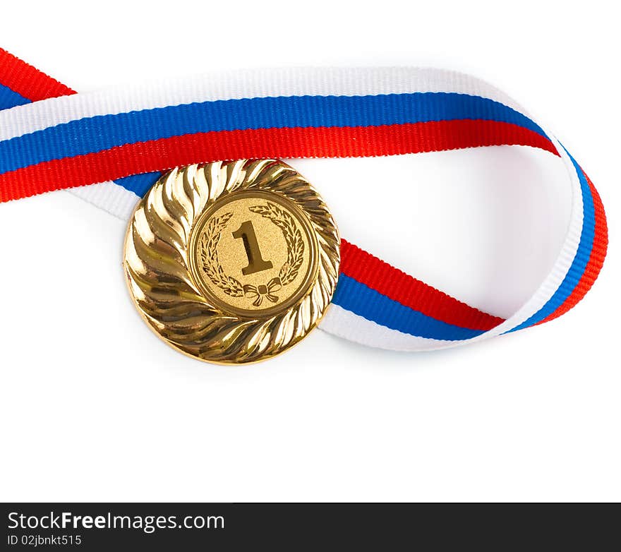 Golden Or Gold Medal Isolated Closeup