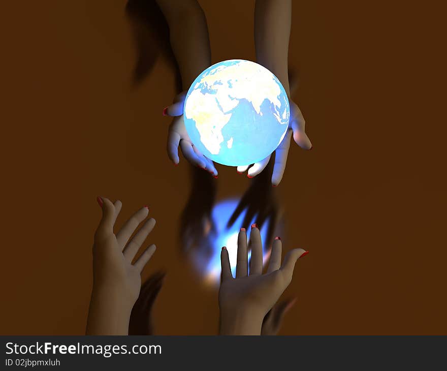 Hand and Luminous globe