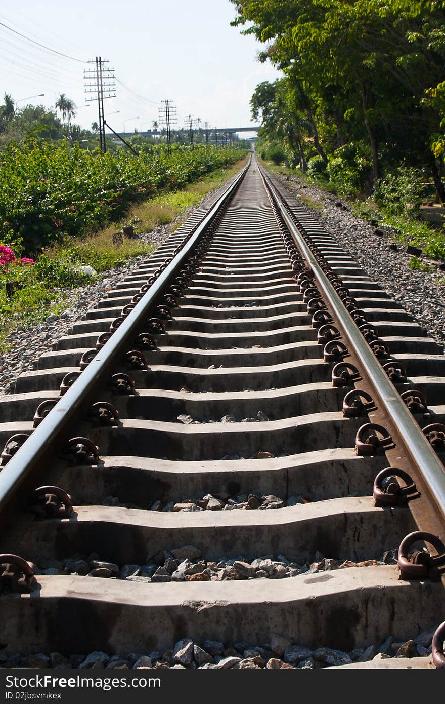 Railway and sidewalk to the success. Railway and sidewalk to the success