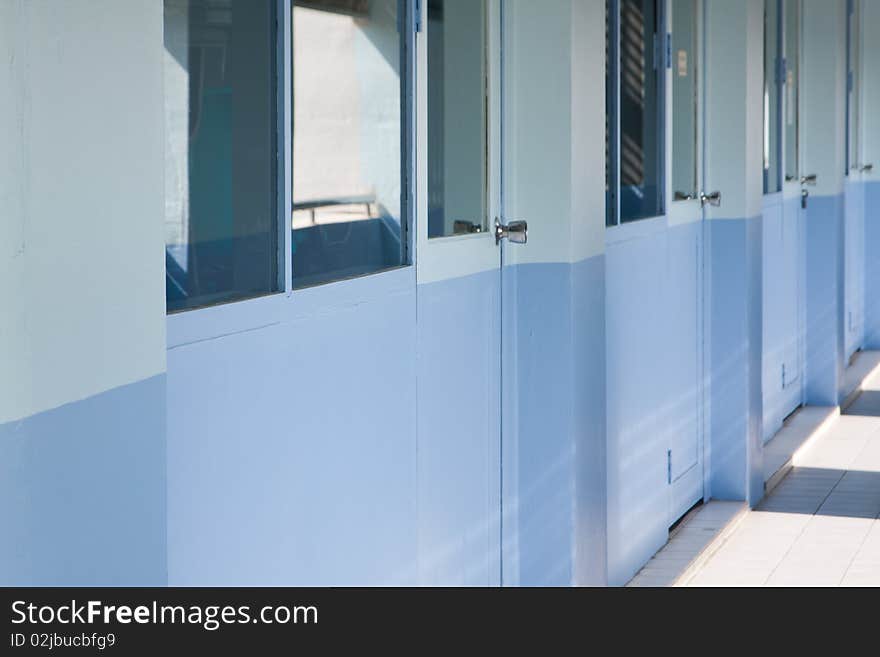 Door and the wall color blue