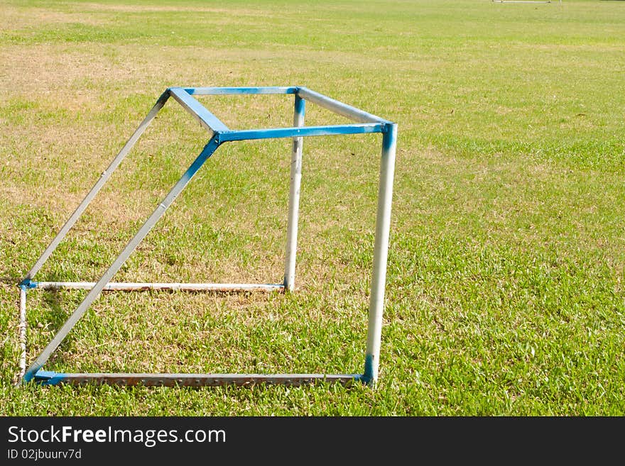 Goal on grass in the yard. Goal on grass in the yard