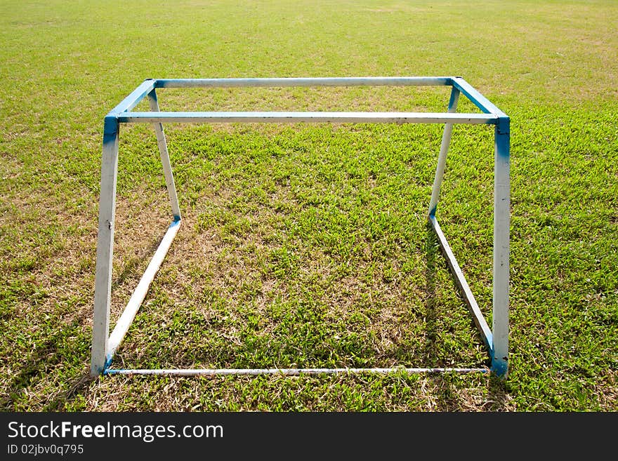 Goal on grass in the yard. Goal on grass in the yard