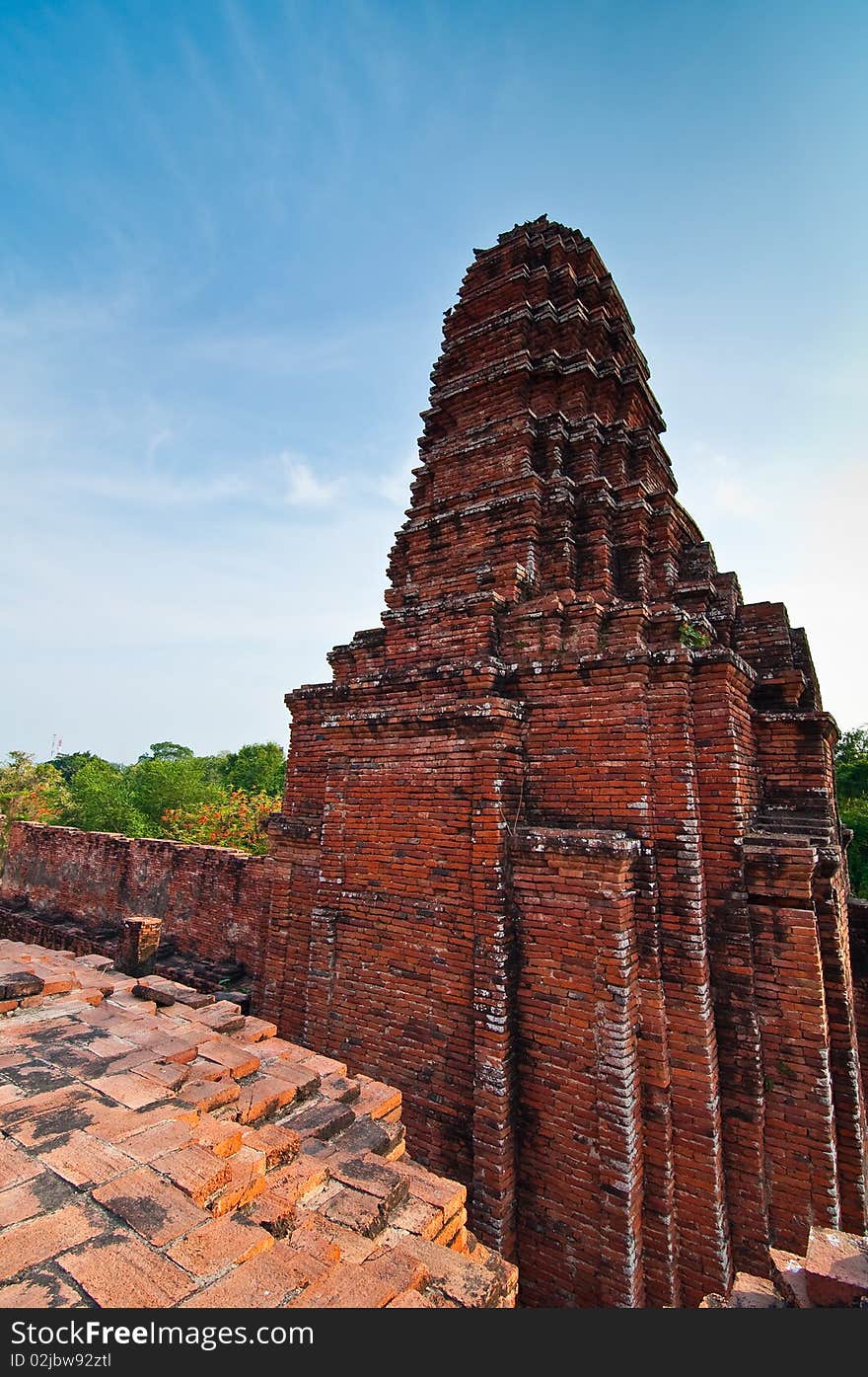 Pagoda of Nakornluang Castle at Ayutthaya, Thailand.