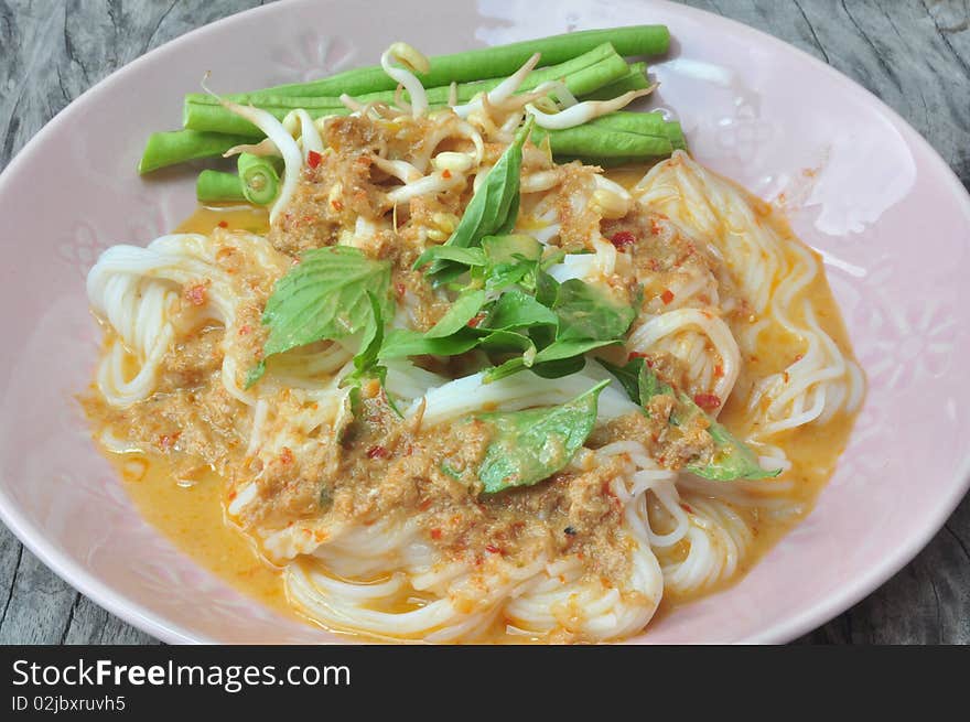 Thai tradition noodles with coconut sream cream. Thai tradition noodles with coconut sream cream