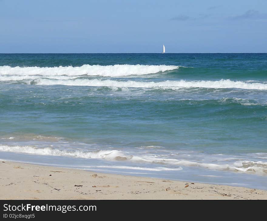 Beach and sailing boat, Mallorca