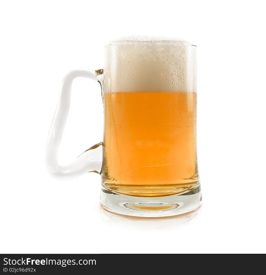 Glass of beer is isolated on a white background