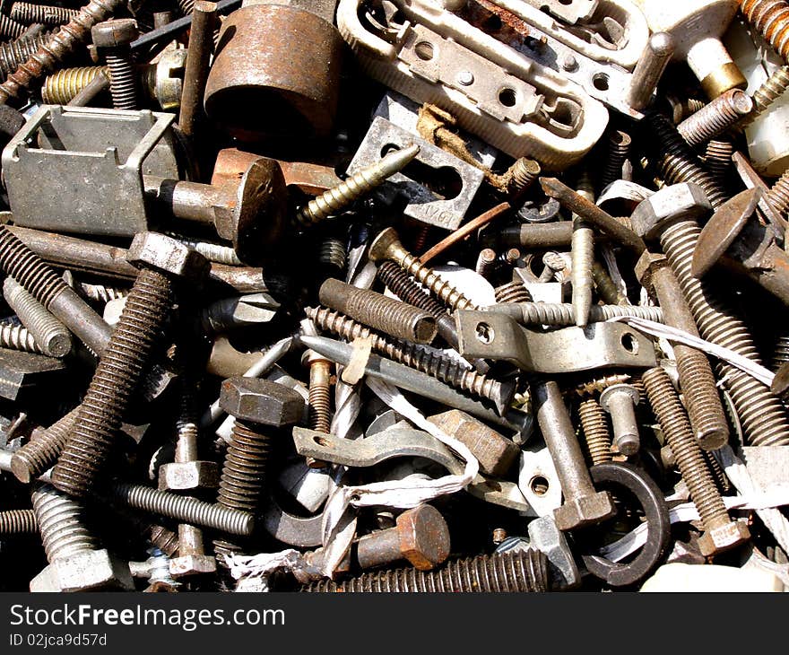 Detail photo texture of steel tool things background. Detail photo texture of steel tool things background