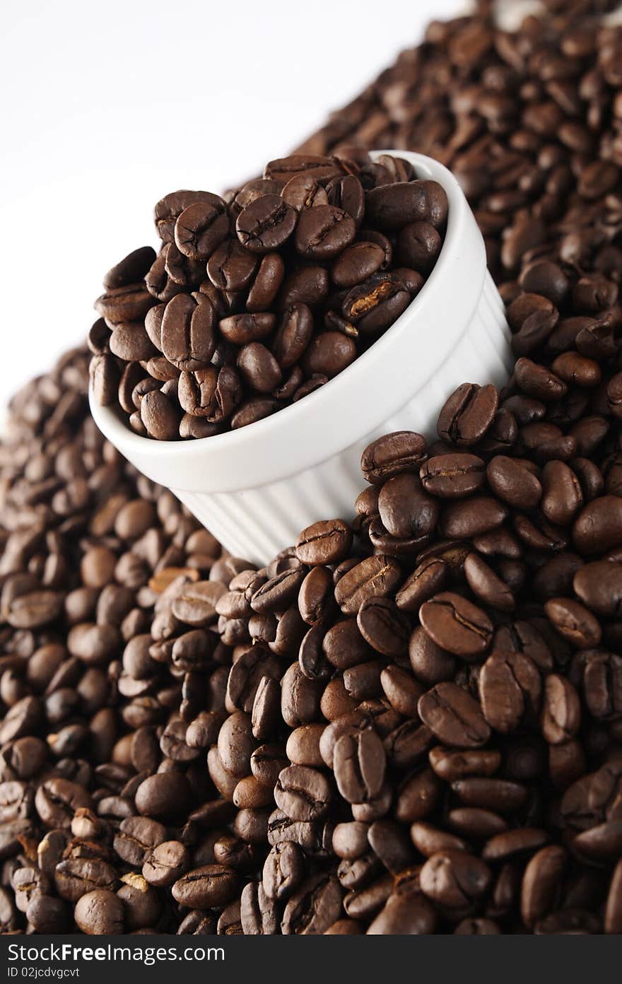 Close up of coffee beans, with shallow depth of field