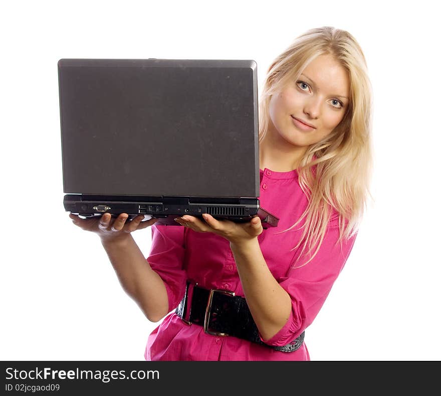 Young businesslady with laptop