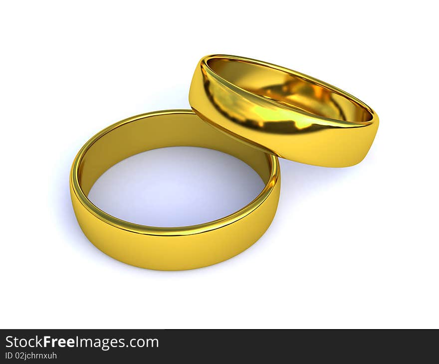 Two wedding rings isolated over a white background