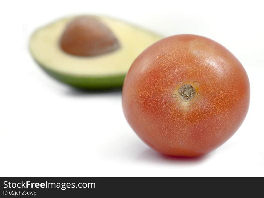 Fresh Tomato and Avocado in white background