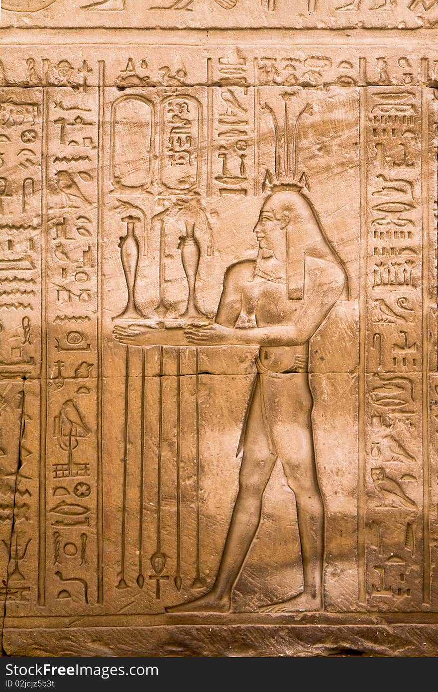 Closeup on ancient hieroglyphs in egyptian temple. Closeup on ancient hieroglyphs in egyptian temple