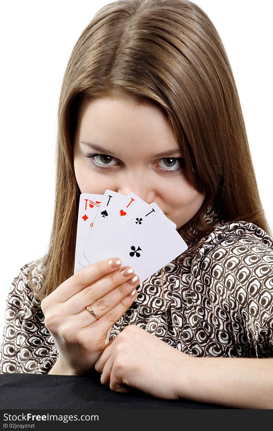 Image of a girl with four Aces