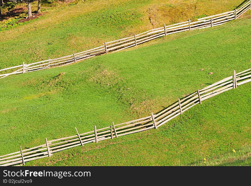 Mountain rural fence at sunset. 
Location: Moeciu de Sus, Romania