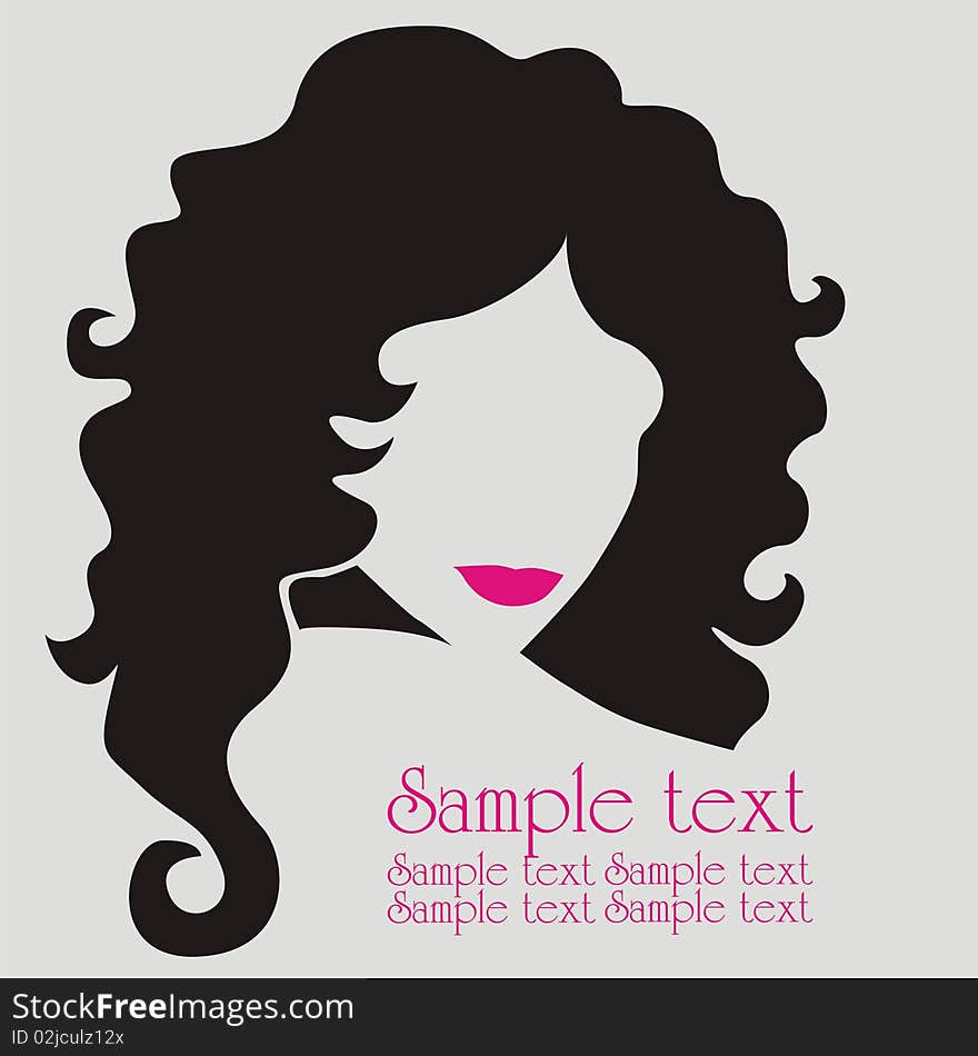 Image of girl with black hair. Vector illustration.