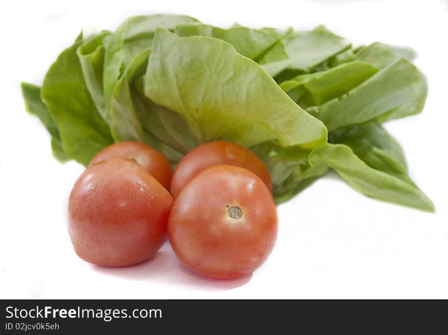 Fresh Red Tomato and Lettuce