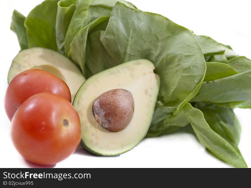 Fresh Salad ingredient  on white background. Fresh Salad ingredient  on white background