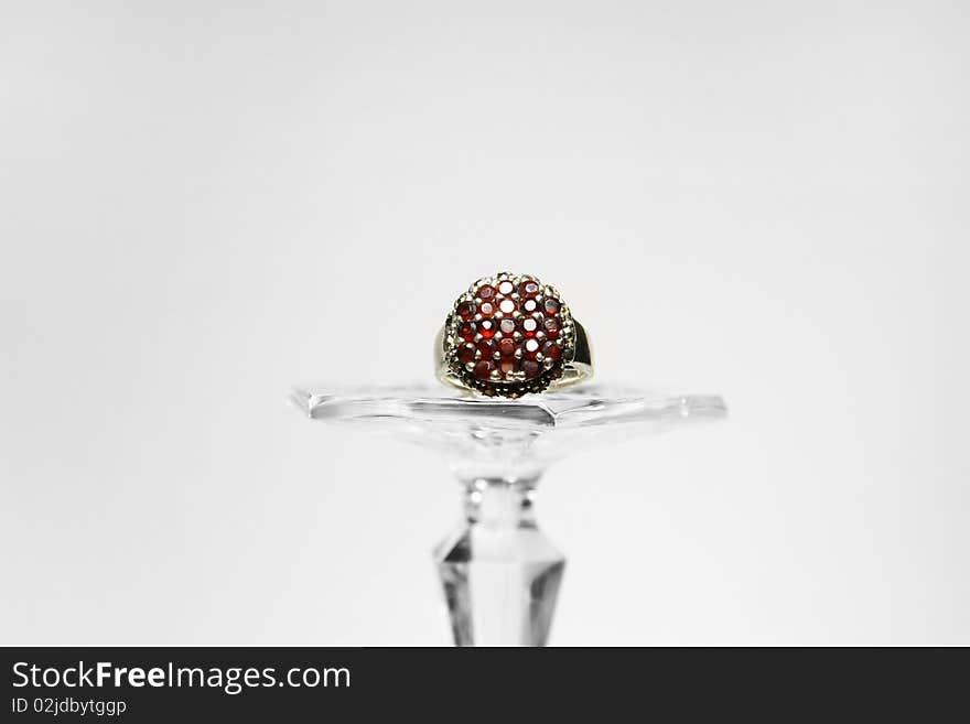 Silver ring on the white background