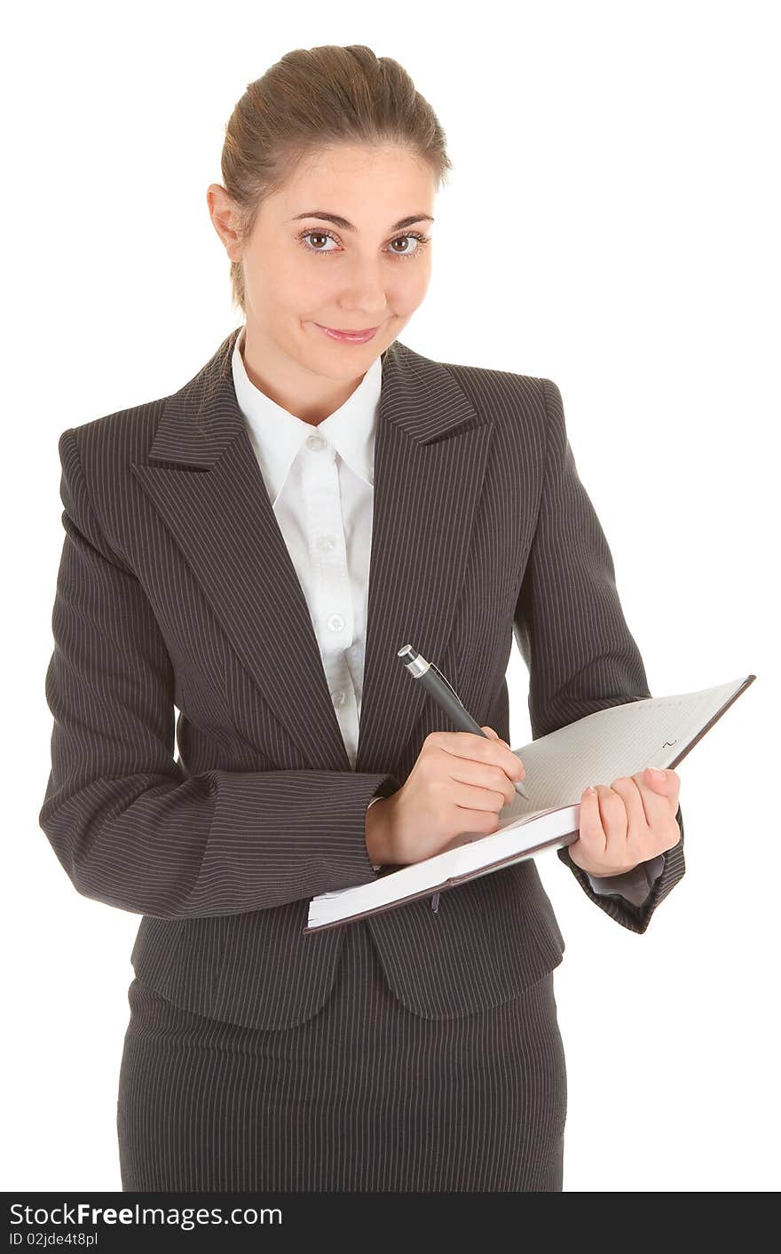 Portrait of woman in business clothing with documents. Portrait of woman in business clothing with documents