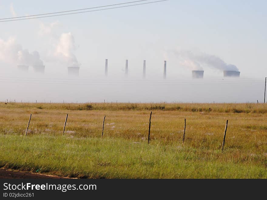 Power Station draped in mist. Power Station draped in mist