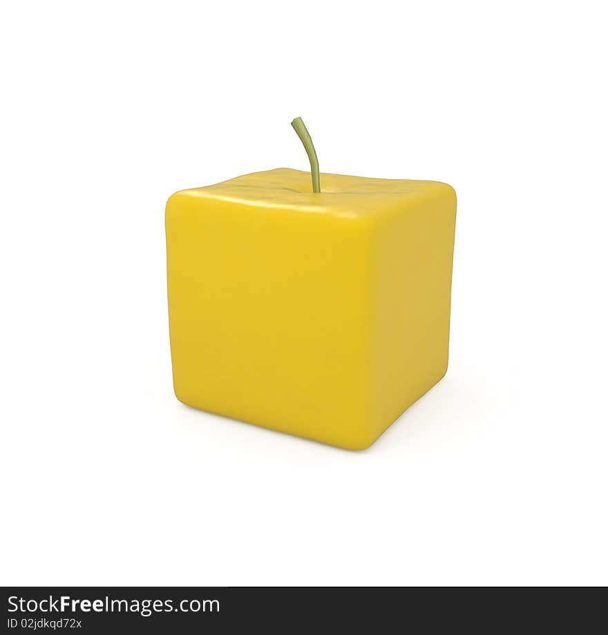 Ripe yellow apple isolated on white