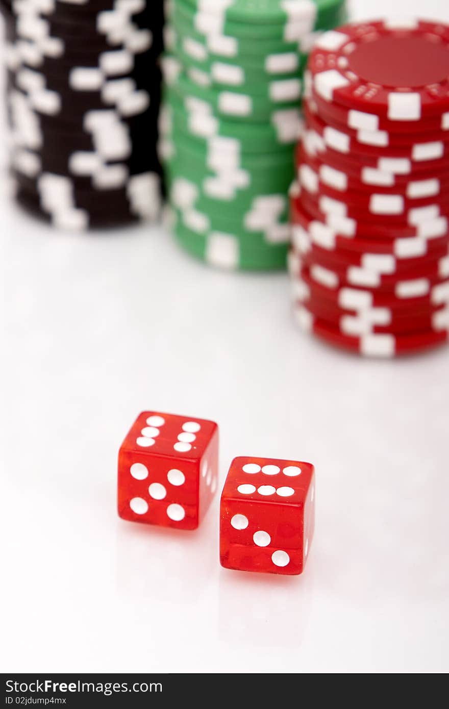 Colorful Poker Chips And Dices