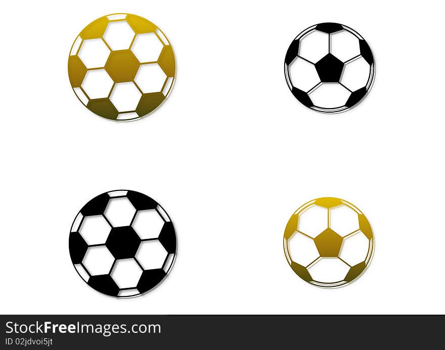 Set of four soccer balls