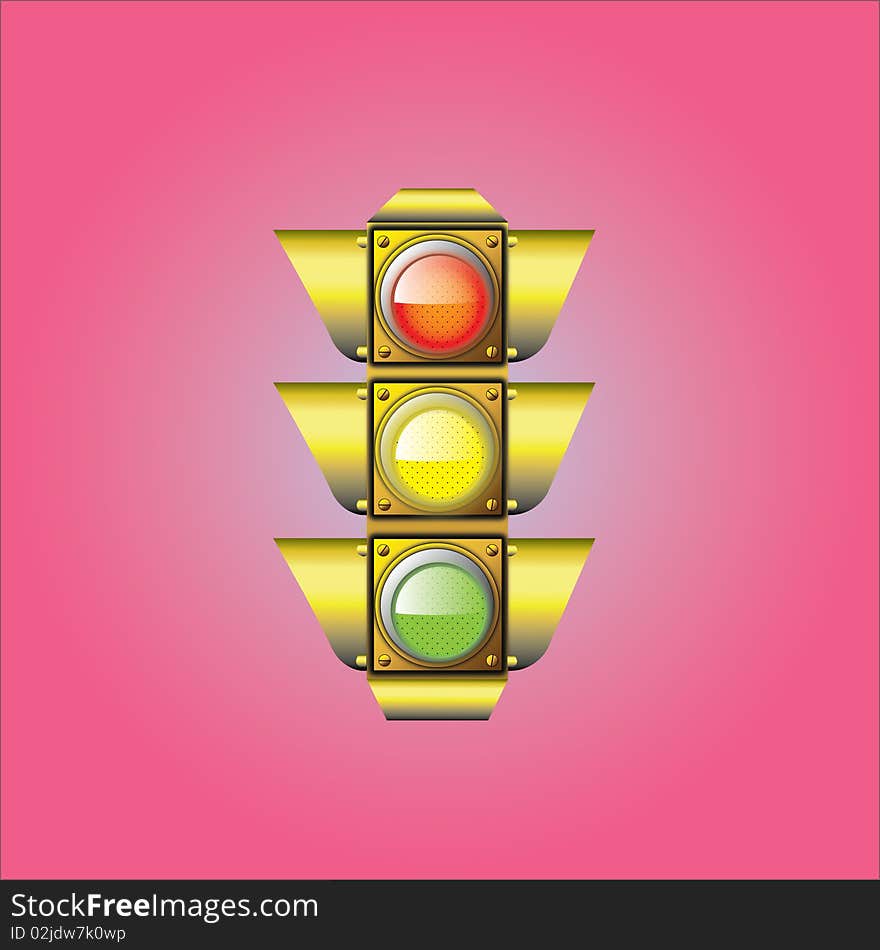 Illustration-traffic-light isolated on a pink background