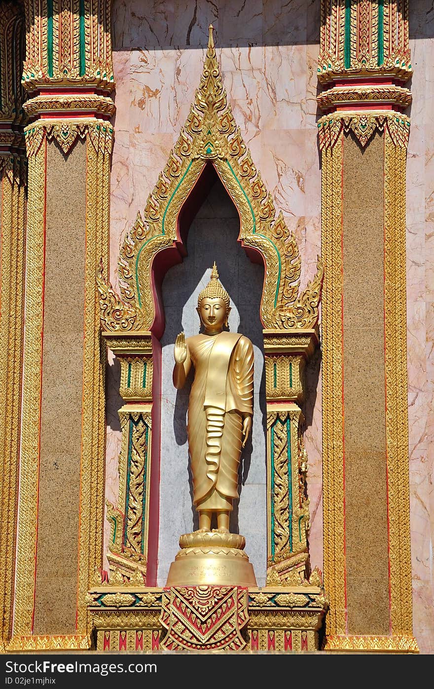 Buddha image at Wat Chalong temple in Phuket Thailand