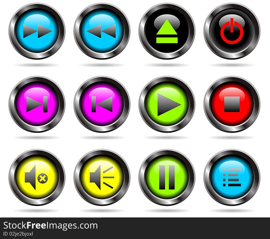 Vector player buttons style set