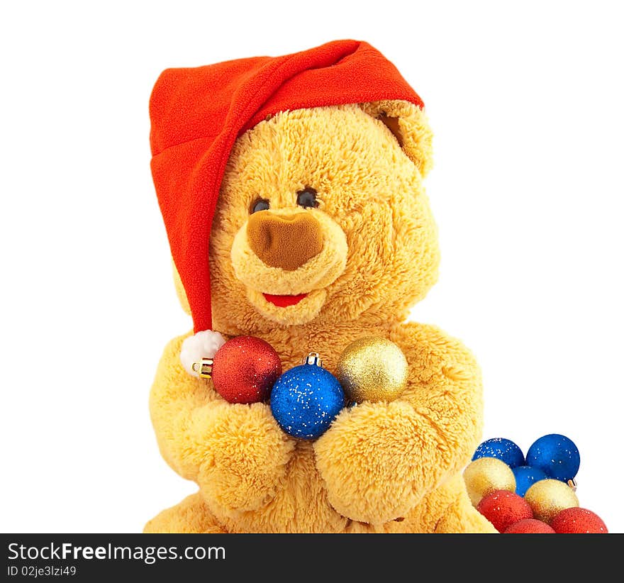 Toy Bear In A Christmas Cap