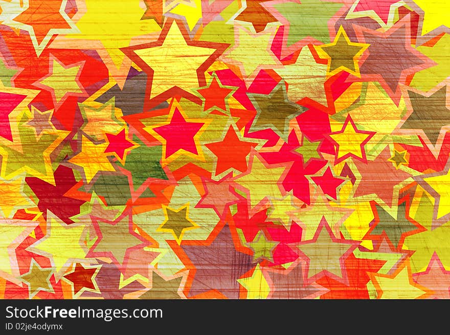 Abstract grunge background with colour stars. Abstract grunge background with colour stars.