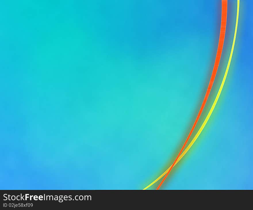 Blue abstract background with red and yellow auroras. Blue abstract background with red and yellow auroras