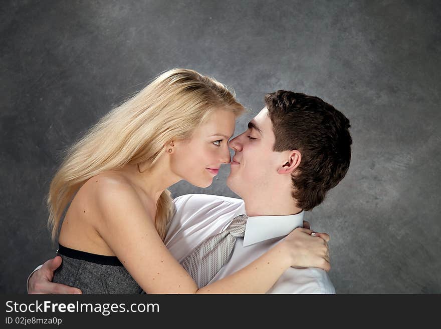 Studio portrait of young lovers