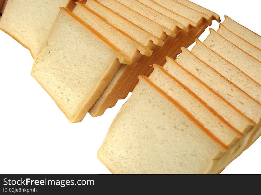 Many loaf of bread on the white background